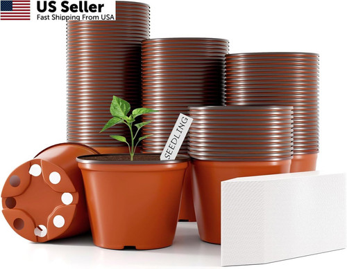 100 Pcs Plant Nursery Pots, 4 Inch Small Seedling Pots with 4″, Red
