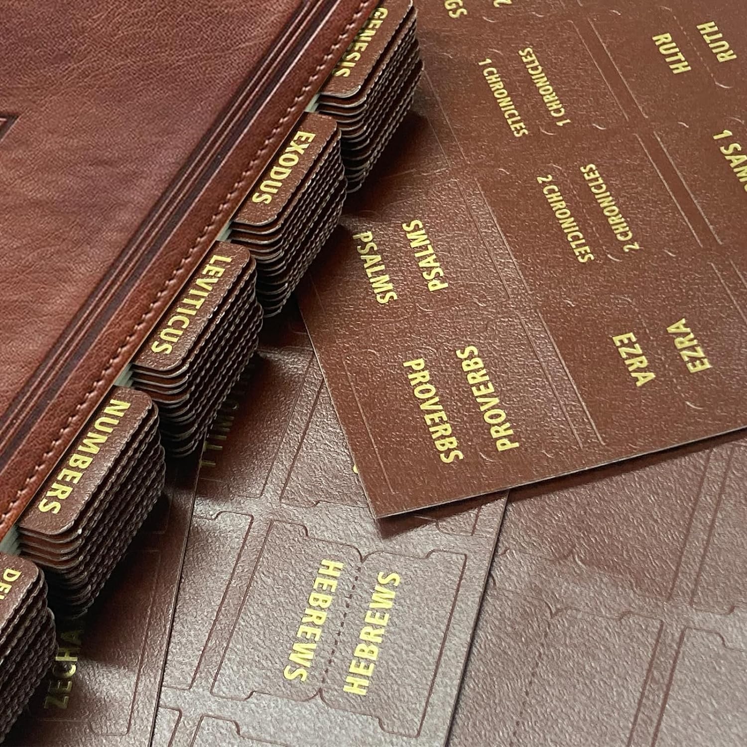 Bible Tabs for Women and Men – Leather Paper Index – Small, Brown