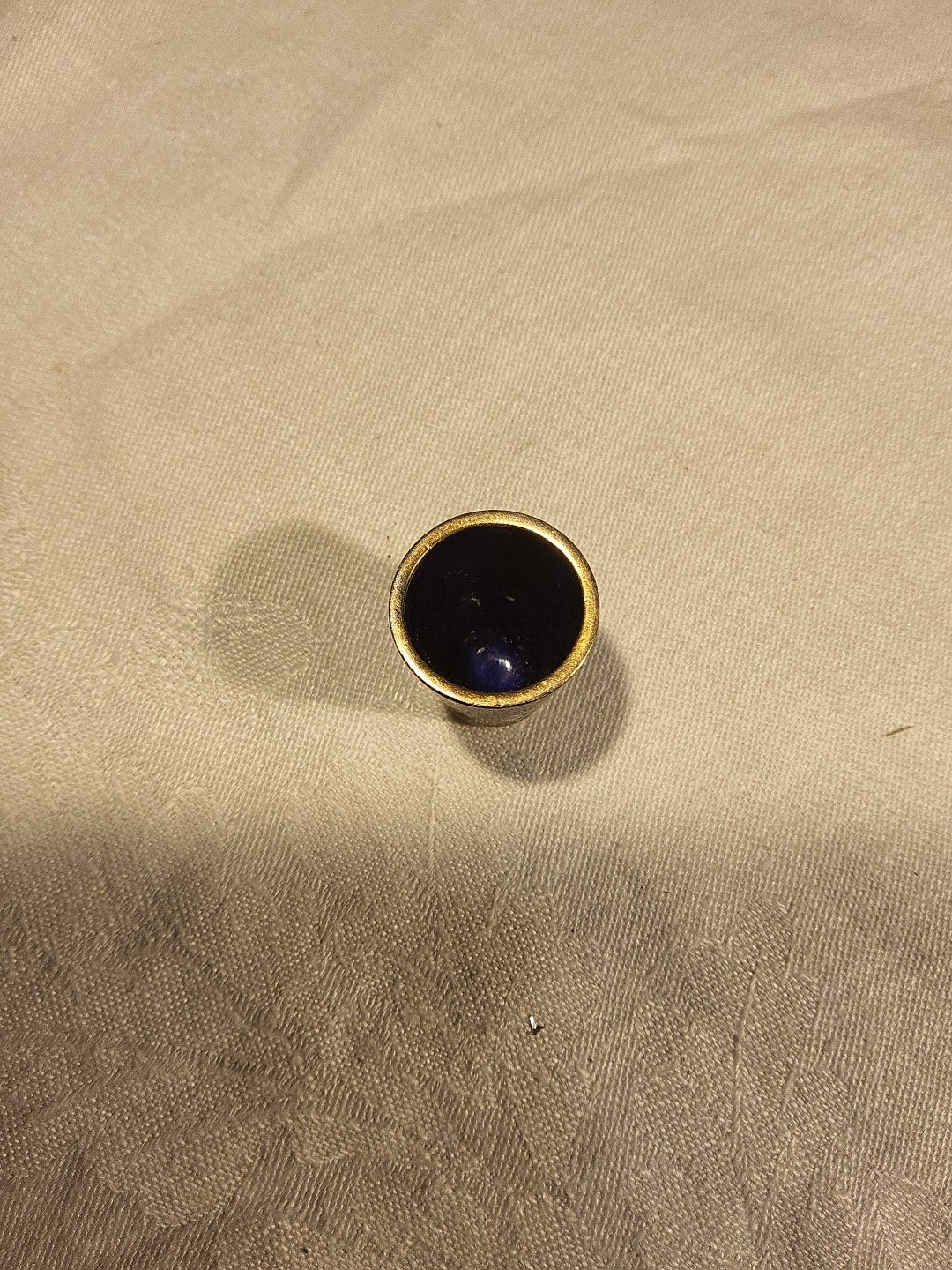 Cloisonne Enamel Cobalt Blue Green, Pink White Flowers Thimble Brass Trim