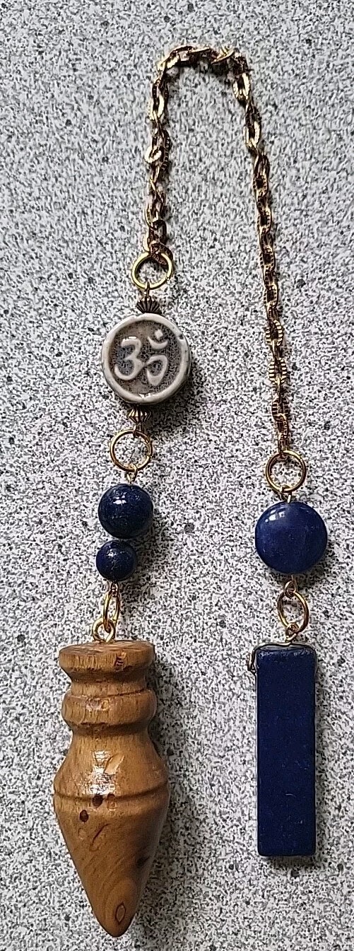 MAPLE Wood Pendulum 5th Chakra Throat, OM/AUM Energy Healing Dowsing Lapis Lazul