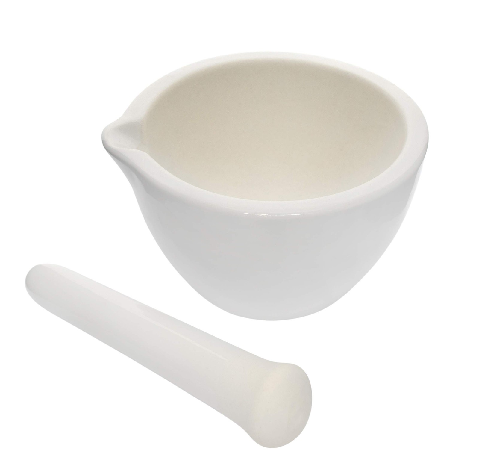 EISCO Porcelain Mortar & Pestle Set, 2oz (60ml) – Unglazed Grinding white