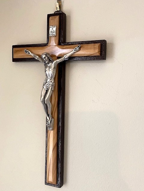 Olivewood With Dark Wood Quality Wall Crucifix 10 Inch 25.5cm Made In Italy