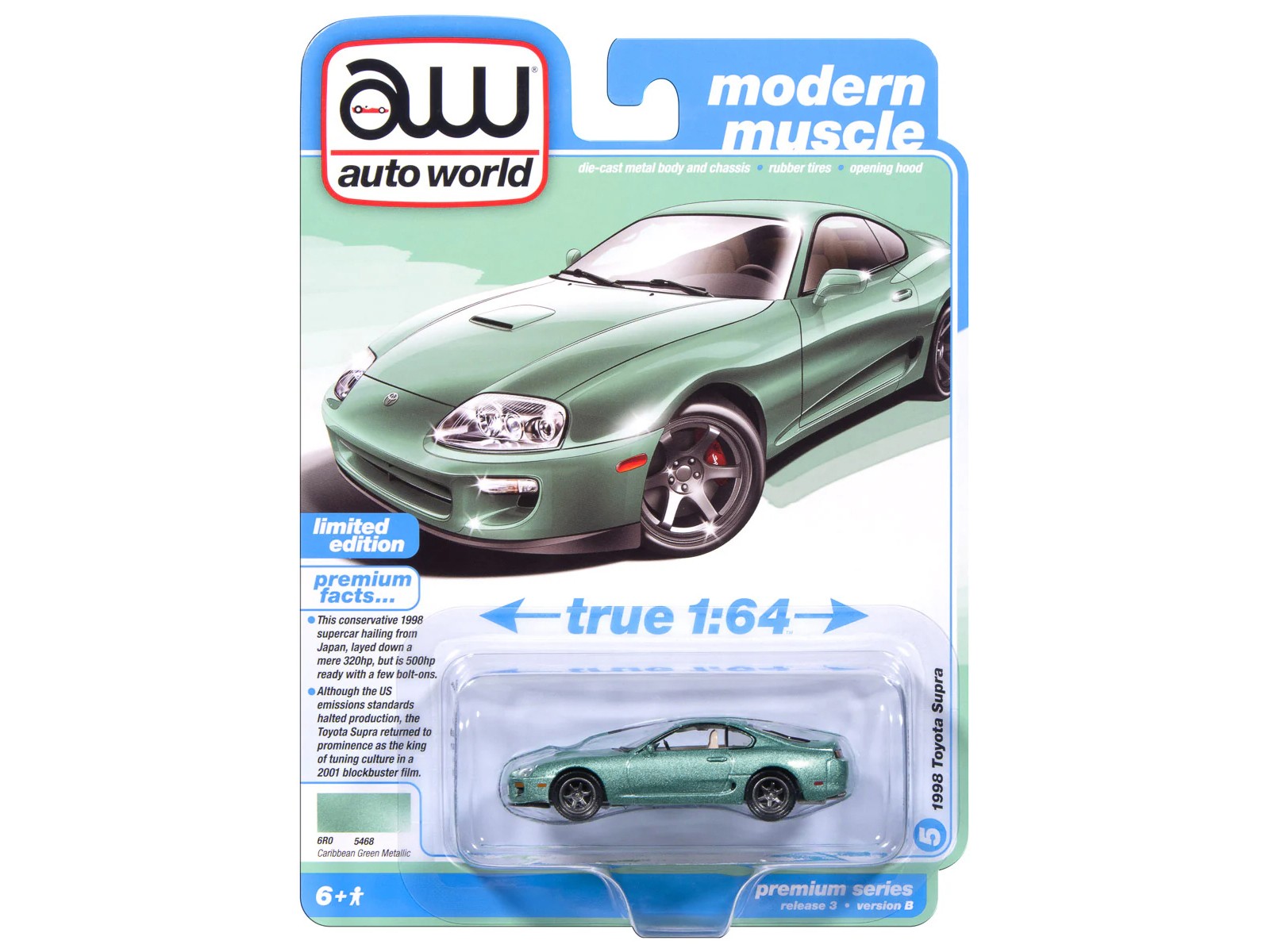 1998 Toyota Supra Caribbean Green Metallic “Modern Muscle” Series 1/64