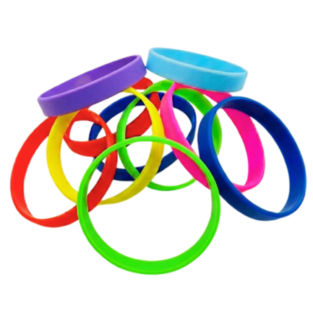 Color Run Silicone Bracelets | 10 Pack (Assorted Colors)