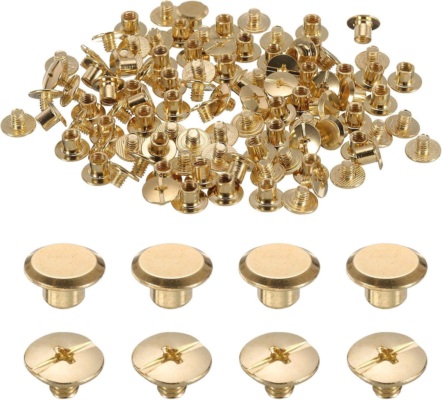 uxcell 50set M5 x 5mm Chicago Screw Metal Phillips Head x 5mm, Gold