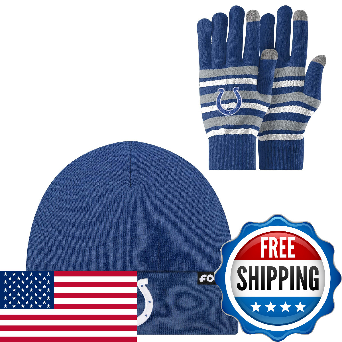 FOCO Indianapolis Colts NFL Stretch Gloves & Basic Primary Logo Primary Color Be