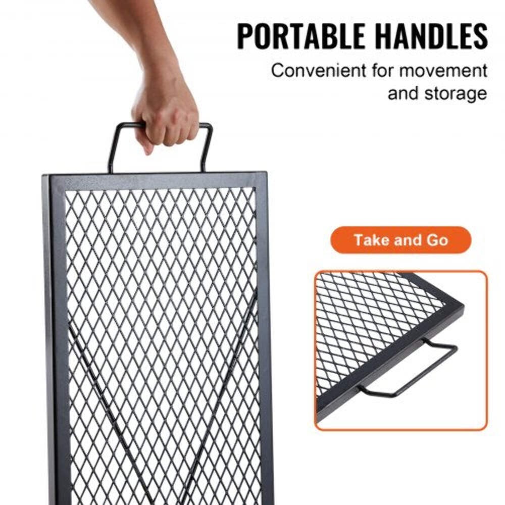 XMarks Fire Pit Grill Grate Rectangle Cooking Grate Heavy Duty Steel