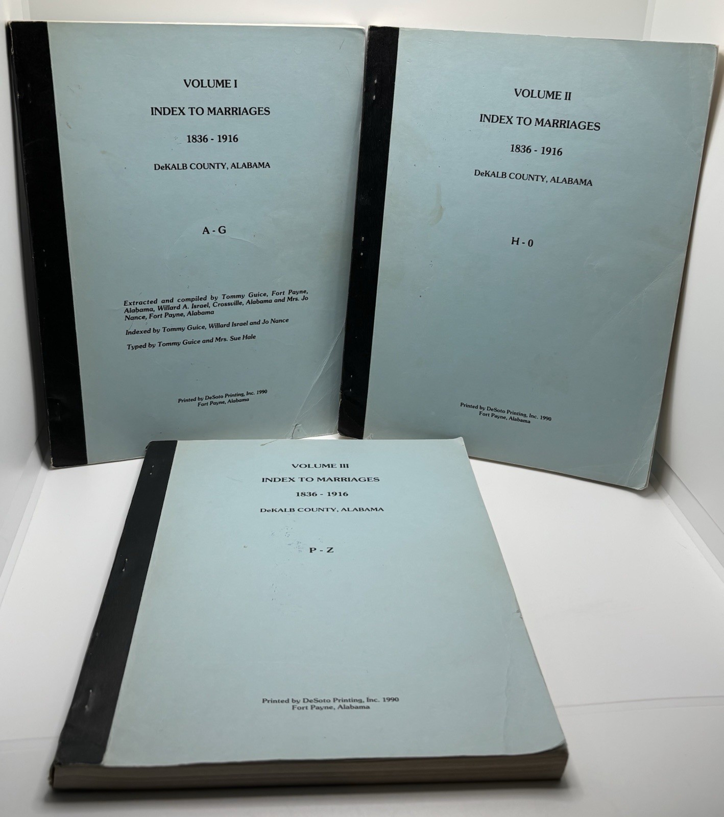 Index To Marriages 1836-1916 DeKalb County Alabama Vol 1-3 A-Z