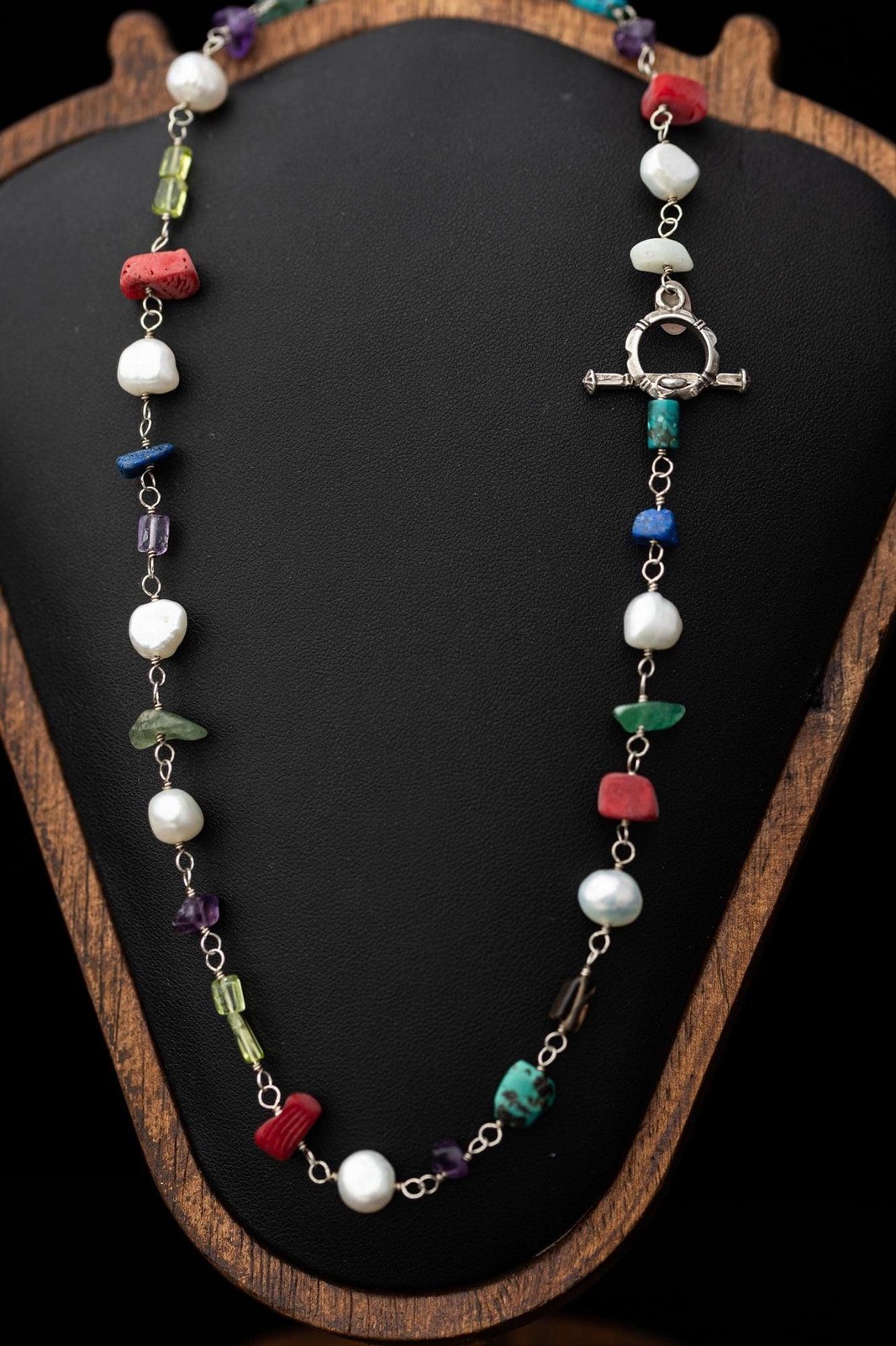 Vintage Estate Silpada Gemstone Beaded Necklace Boho Jewelry