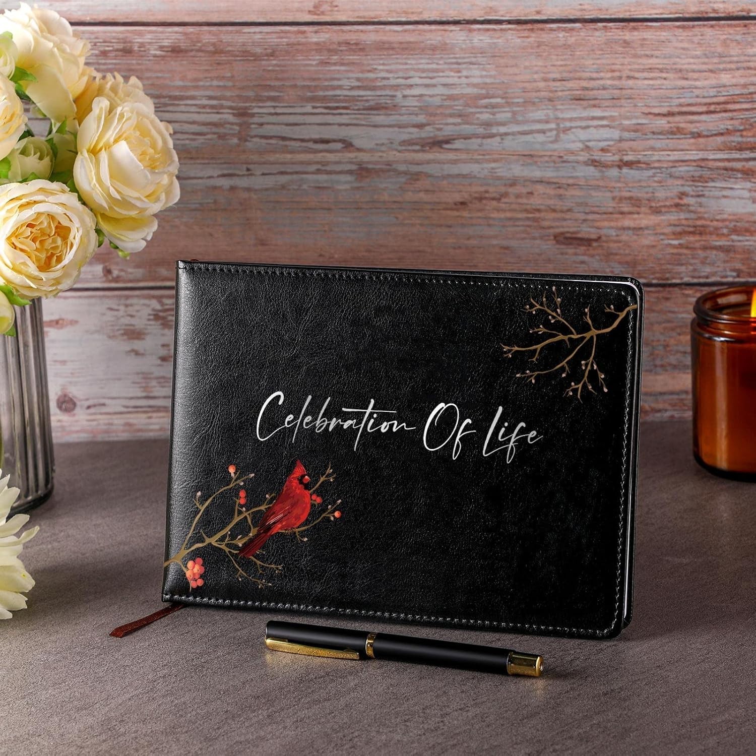 Loving Memory Guest Book – Beautiful 144 Pages for Funerals with Rollerball Pen