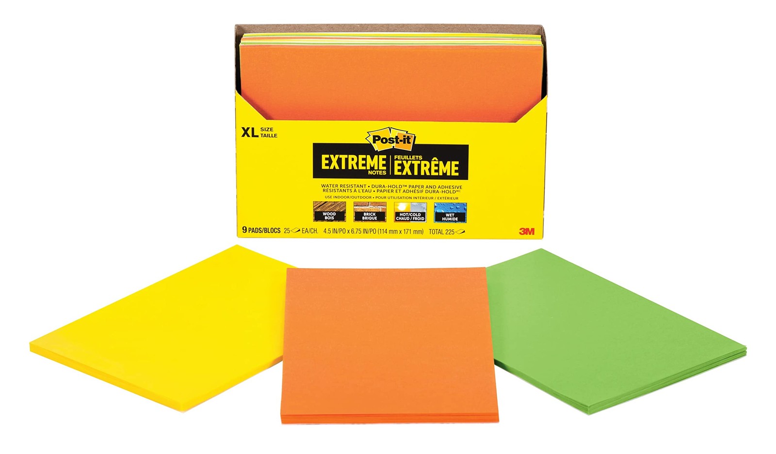 Post-it Extreme XL Notes, Works Outdoors, in Pack of 9, Multicolor