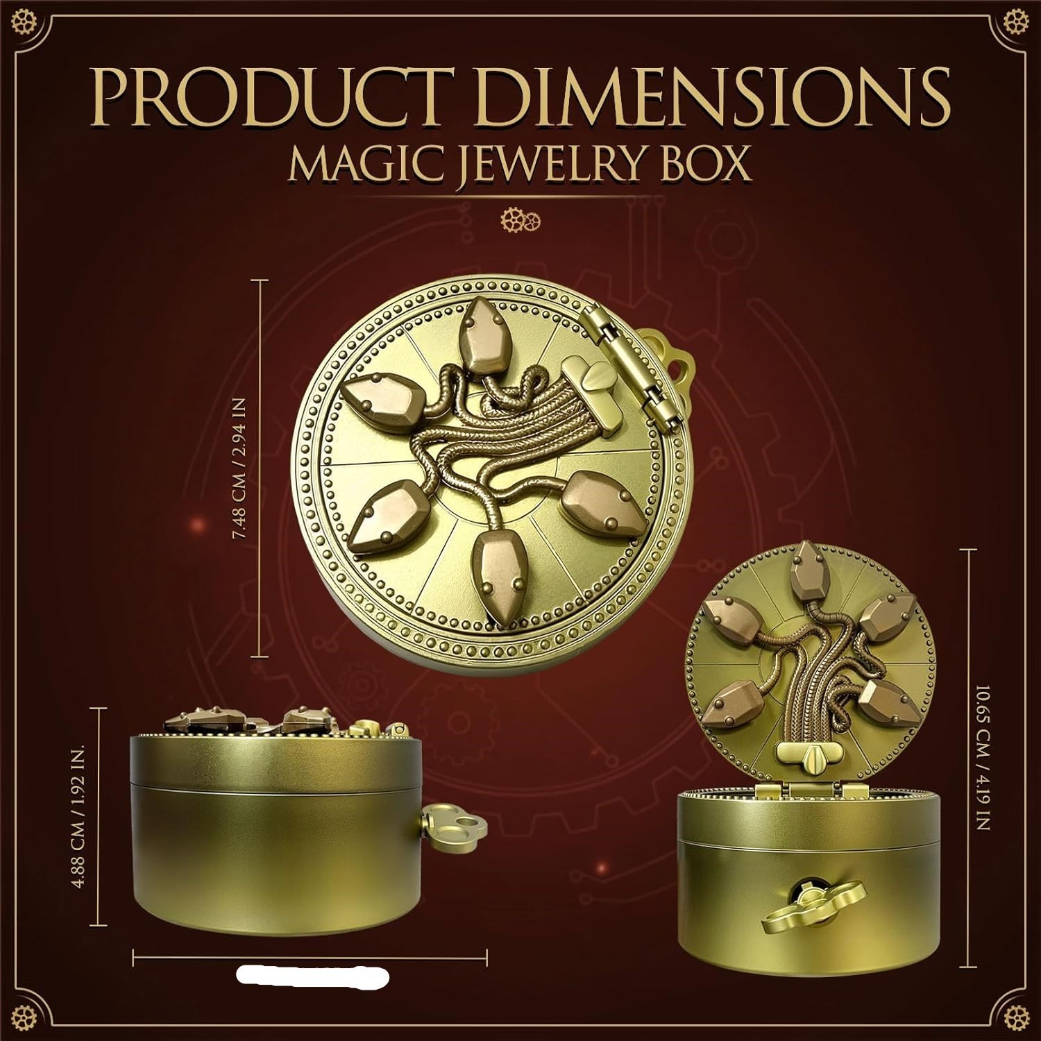 Mythical Mystery Jewelry Treasure Slytherin Ring Box Mechanical 5 Serpent Snakes