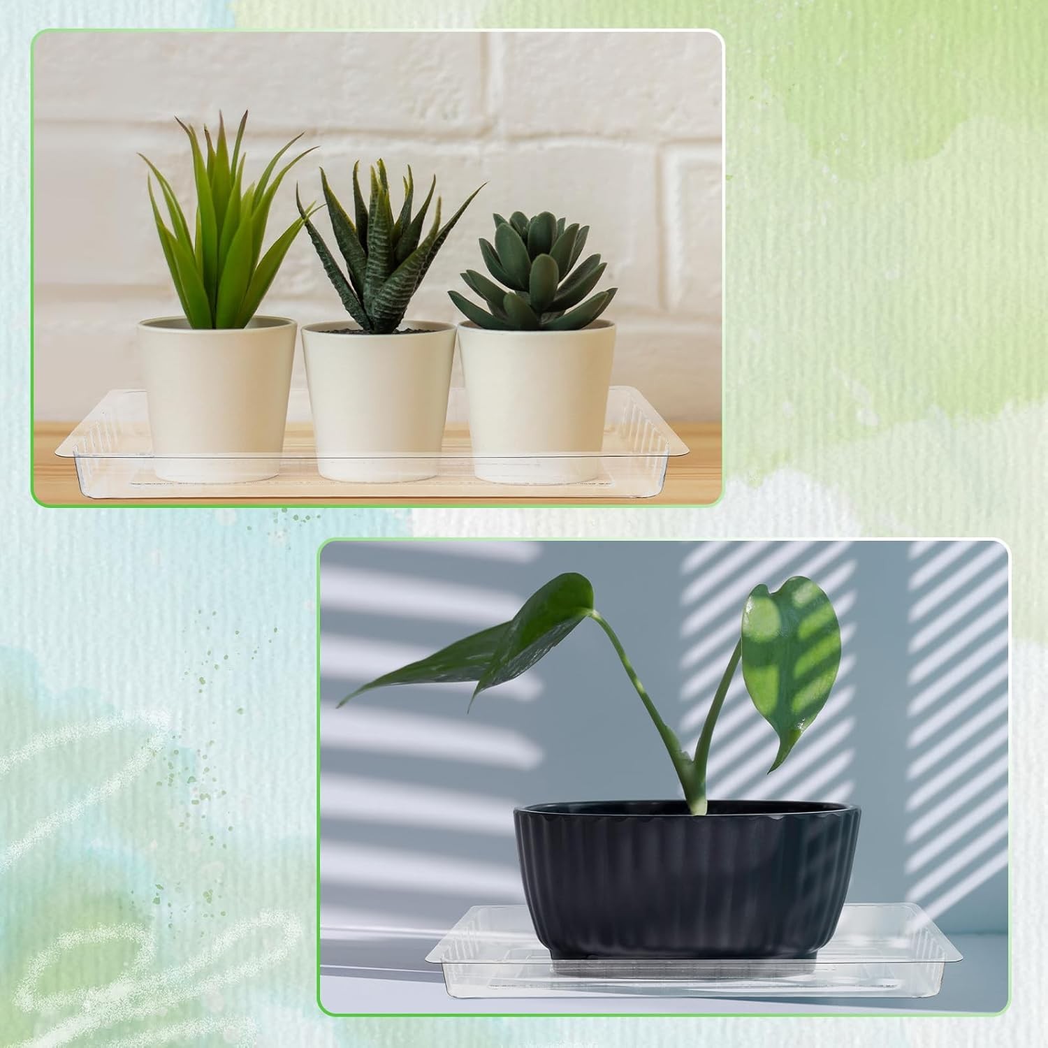 20 Pcs Clear Plastic Plant Saucer Rectangular Drip Trays Transparent…