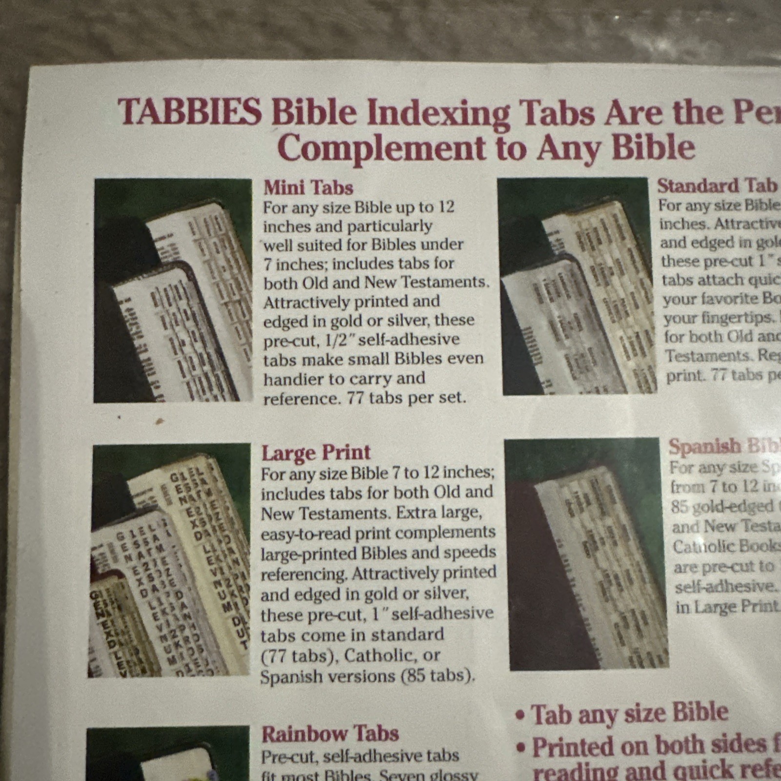 VINTAGE TABBIES 50th Anniversary SEALED Bible INDEXING TABS 77 GOLD Edged