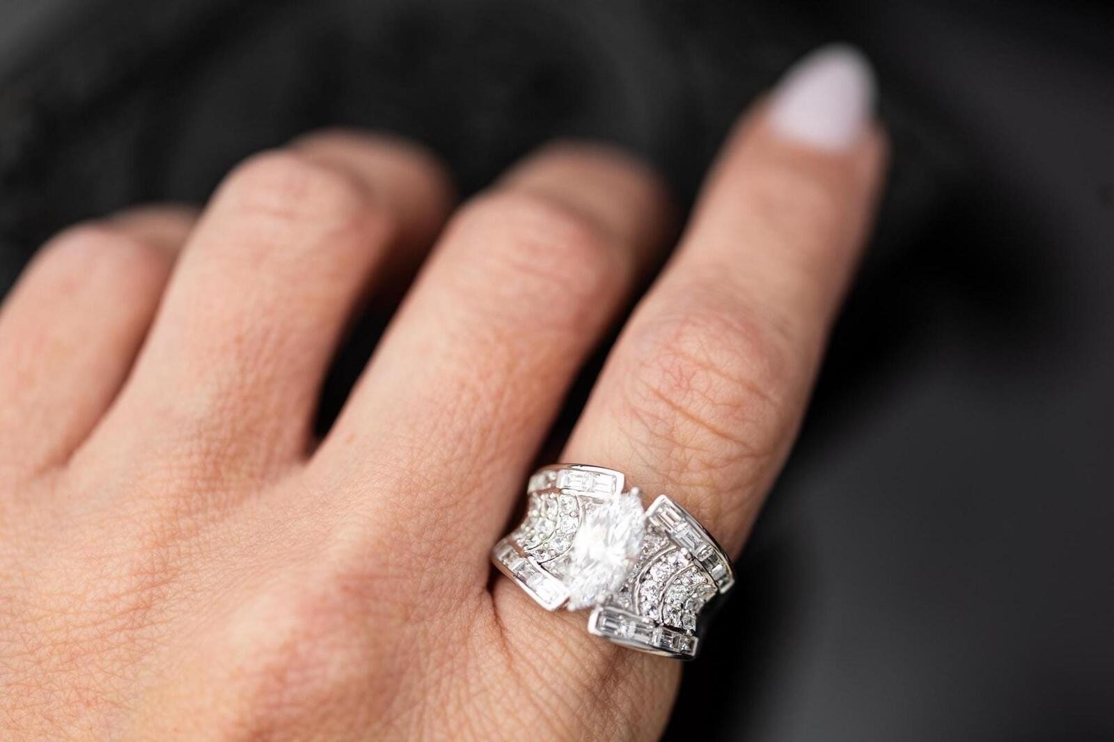 Vintage Estate Sterling Silver CZ Band Ring Mid Century Jewelry