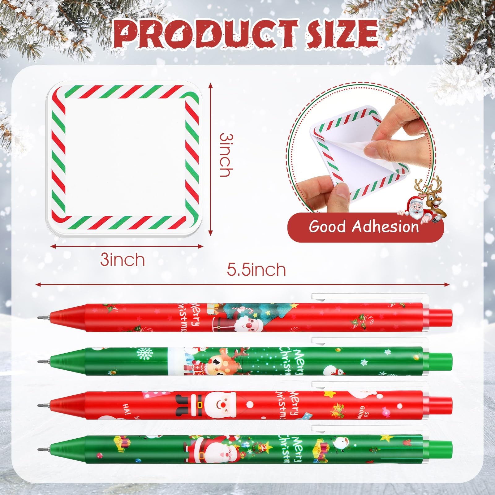 Spakon 48 Pcs Christmas Notepad Set Includes 24 Candy Red, Green