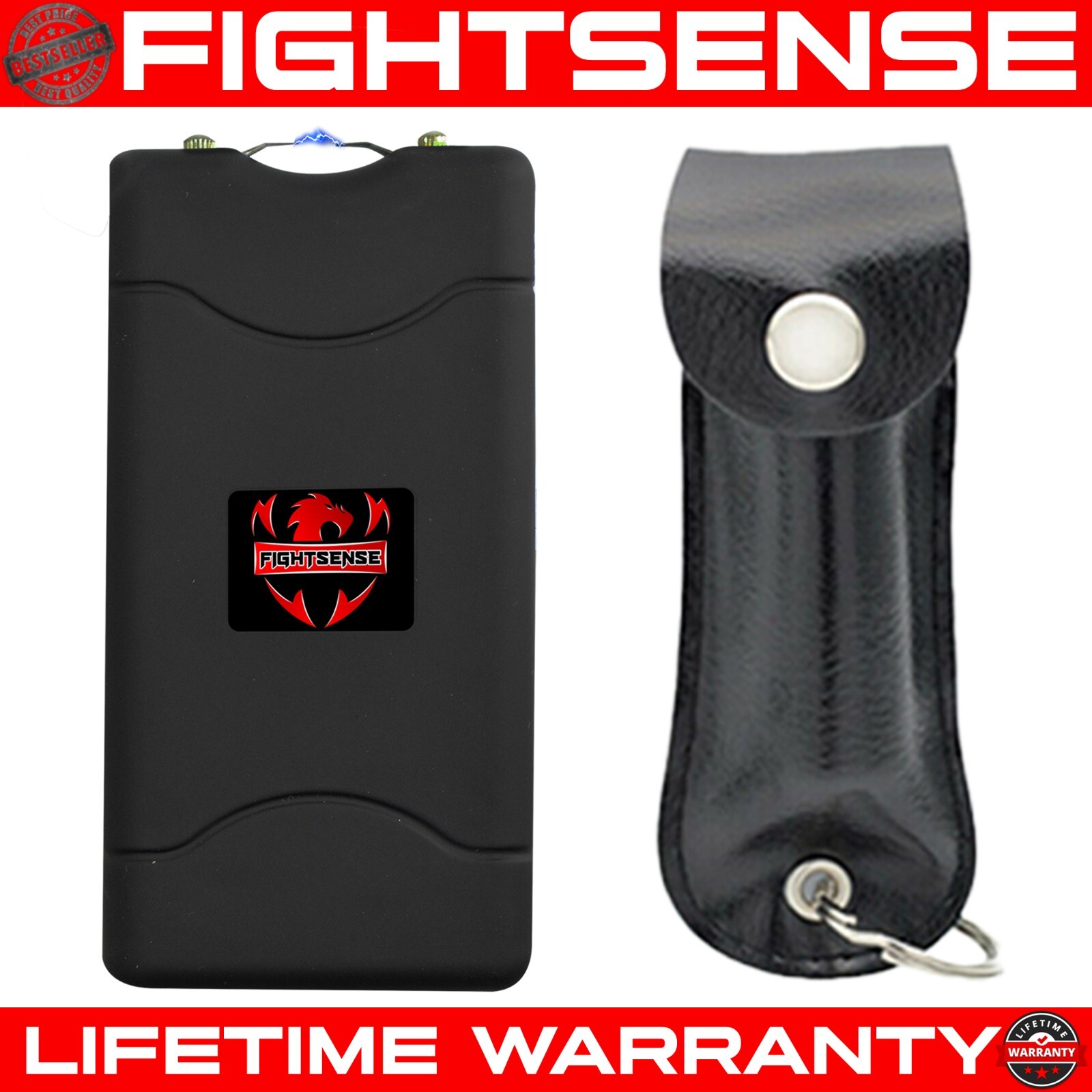 Mini Stun Gun and Pepper Spray for Self Defense-Extremely Powerful Black