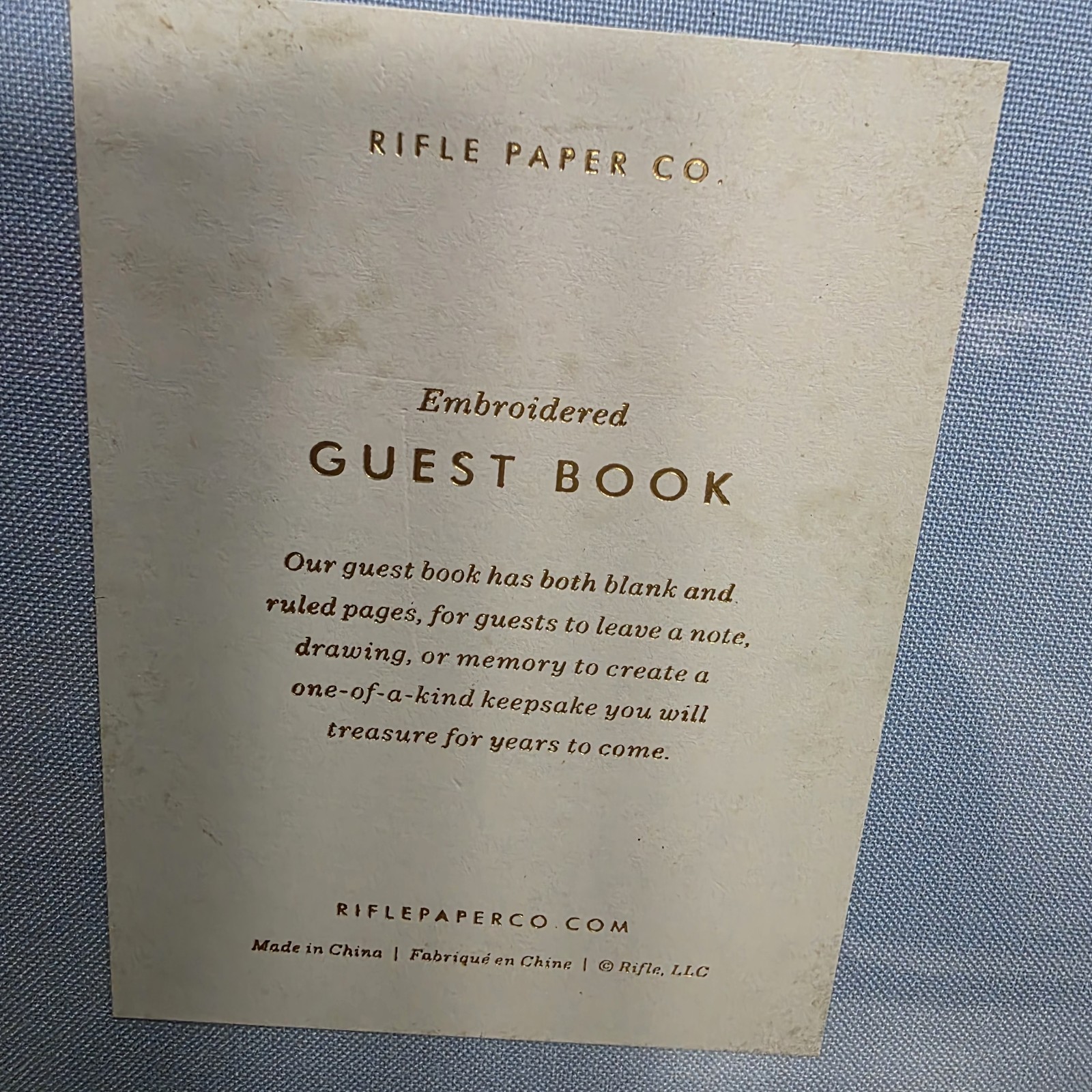 RIFLE PAPER CO. Guest Book | Hard Cover Hydrangea Embroidered Sealed