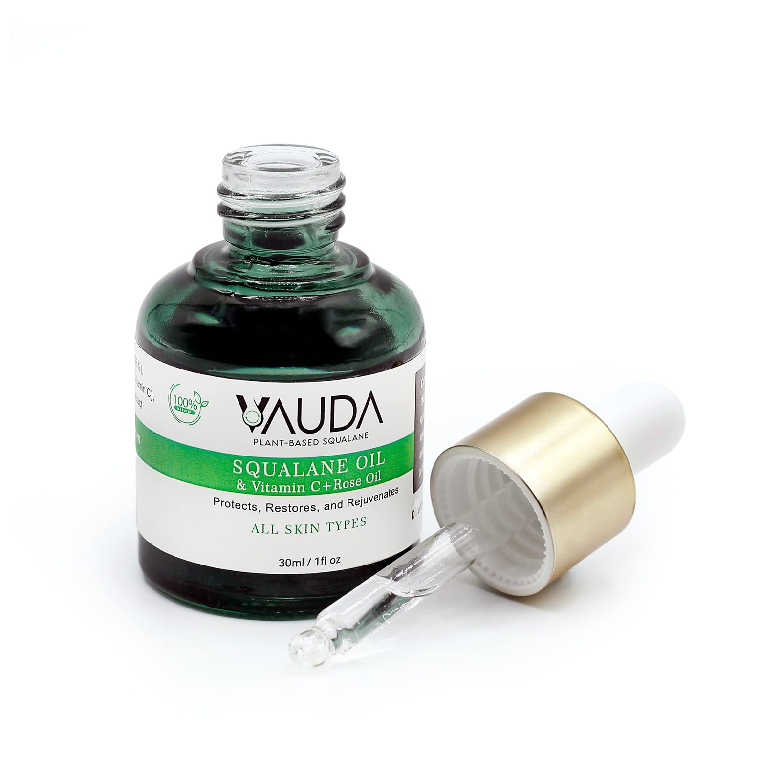 VAUDA 100% Squalane Oil for Face with Vitamin C and Rose 1 Fl Oz (Pack of 1)