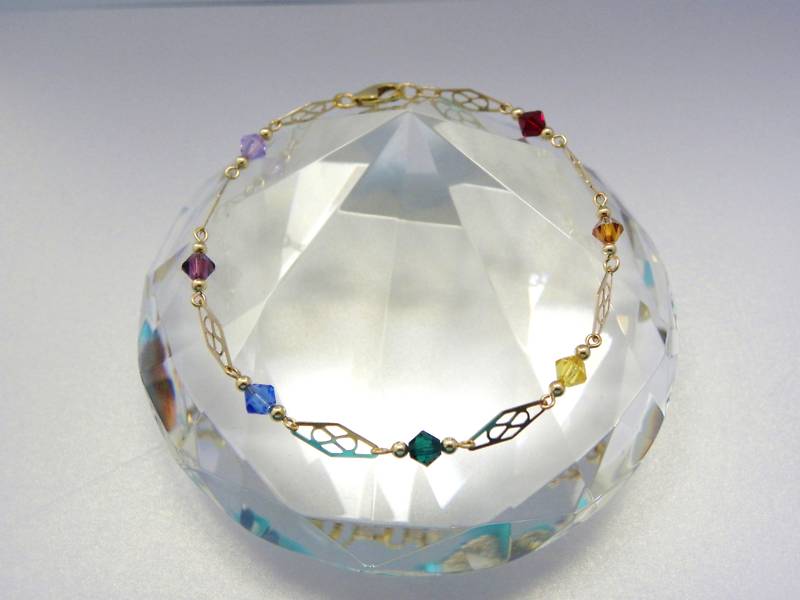 14k Gold Filled Chakra Bracelet with Swarovski Crystals