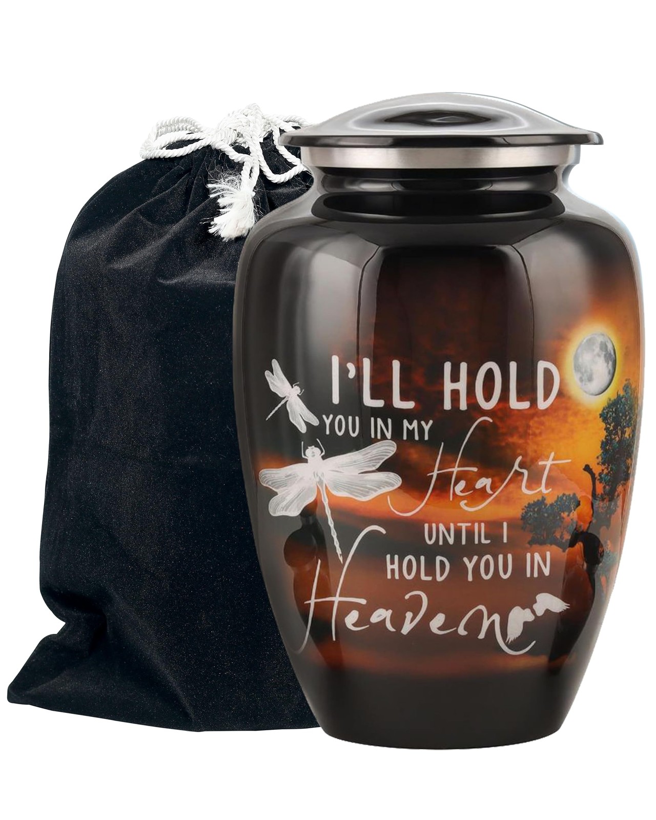 Urns for Human Ashes Adult, Large Cremation Urn Large, Moonlight Dragonfly