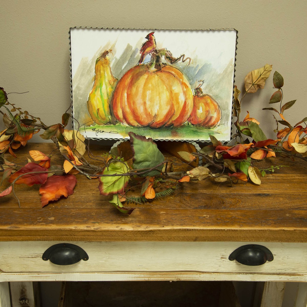 The Round Top Collection Pumpkin and Cardinal F20123