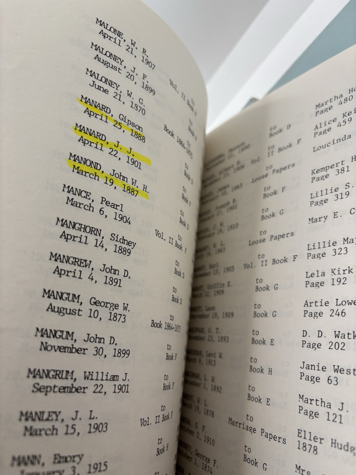 Index To Marriages 1836-1916 DeKalb County Alabama Vol 1-3 A-Z