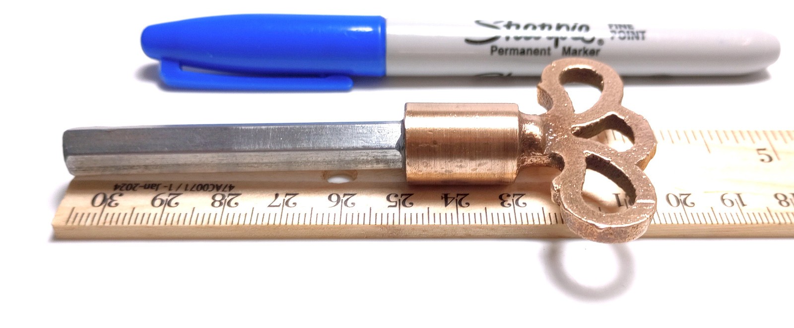Brass and Steel Pocket Casket Key / Coffin Key