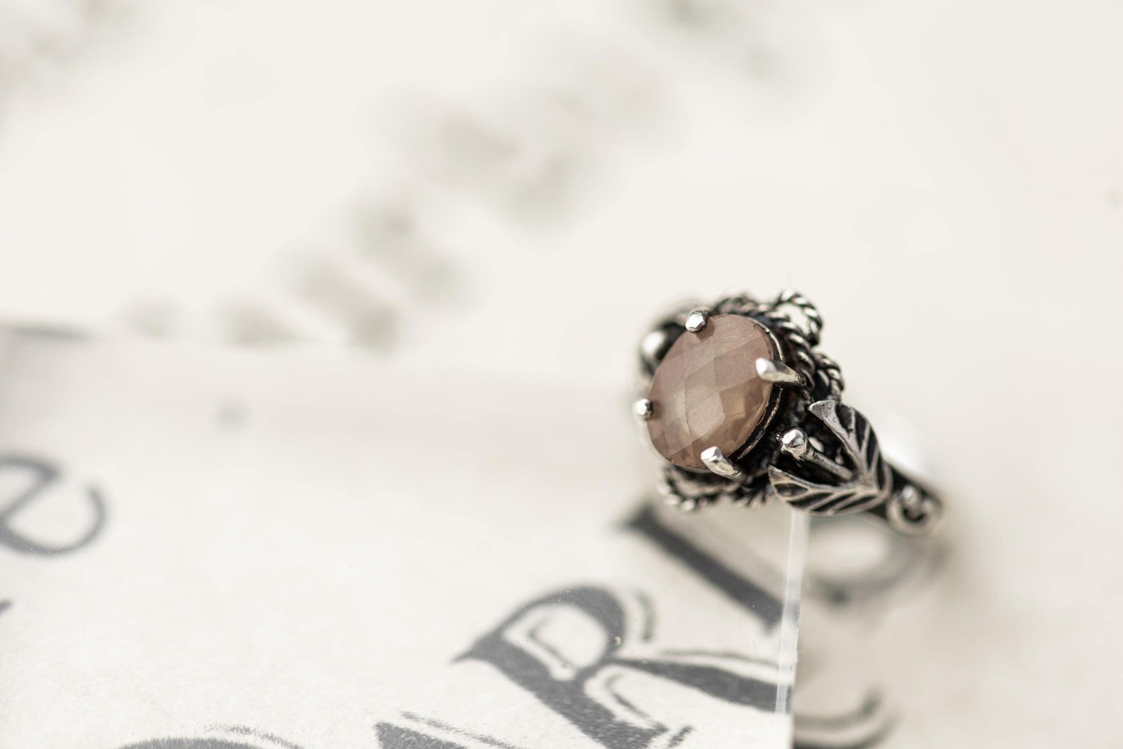 Vintage Estate Saphiret Glass Sterling Silver Ring Art Nouveau Jewelry