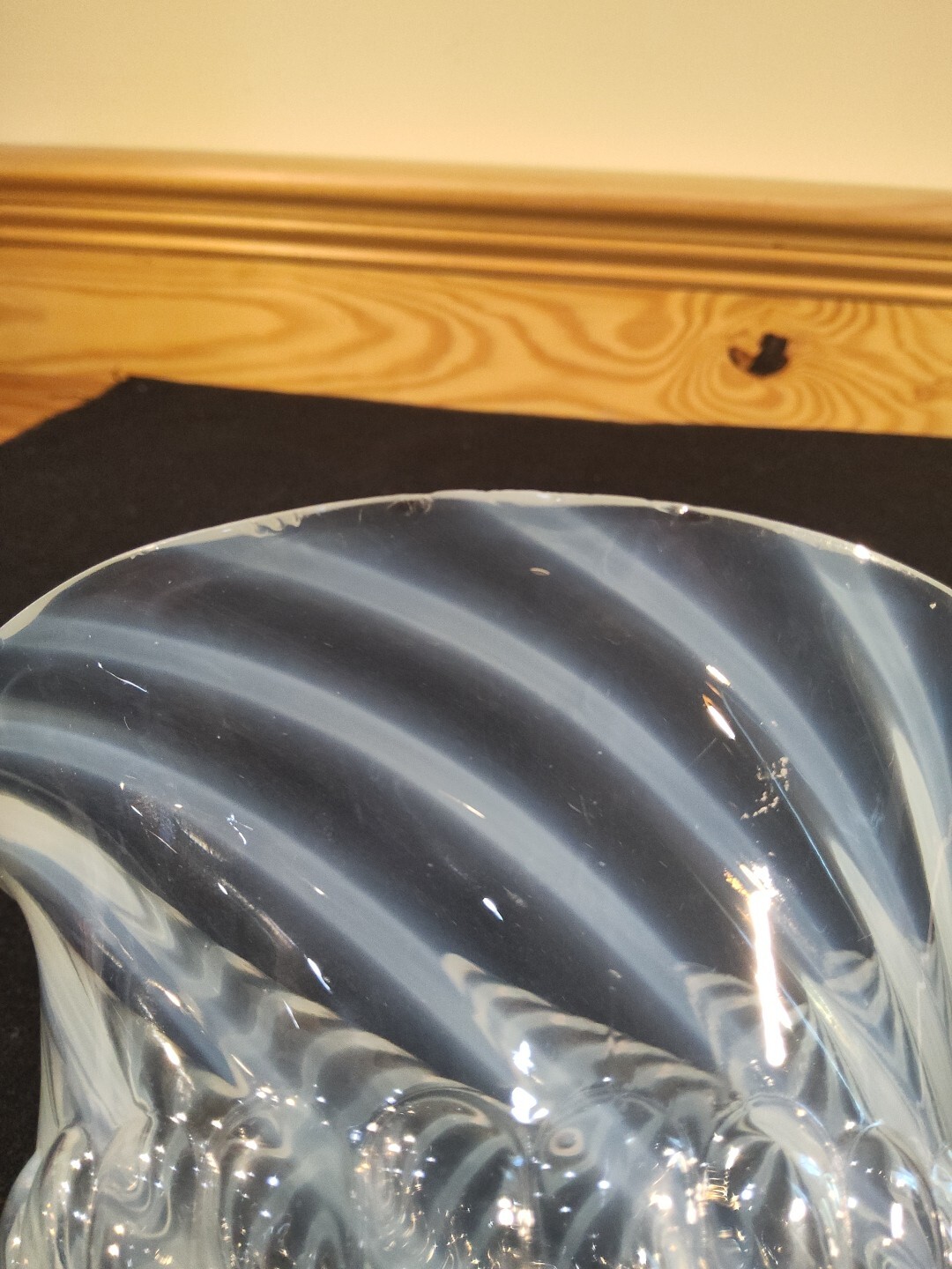 Vintage Fenton White Opalescent Swirl Twisted Glass Lamp Shade 2 1/4” Fitter