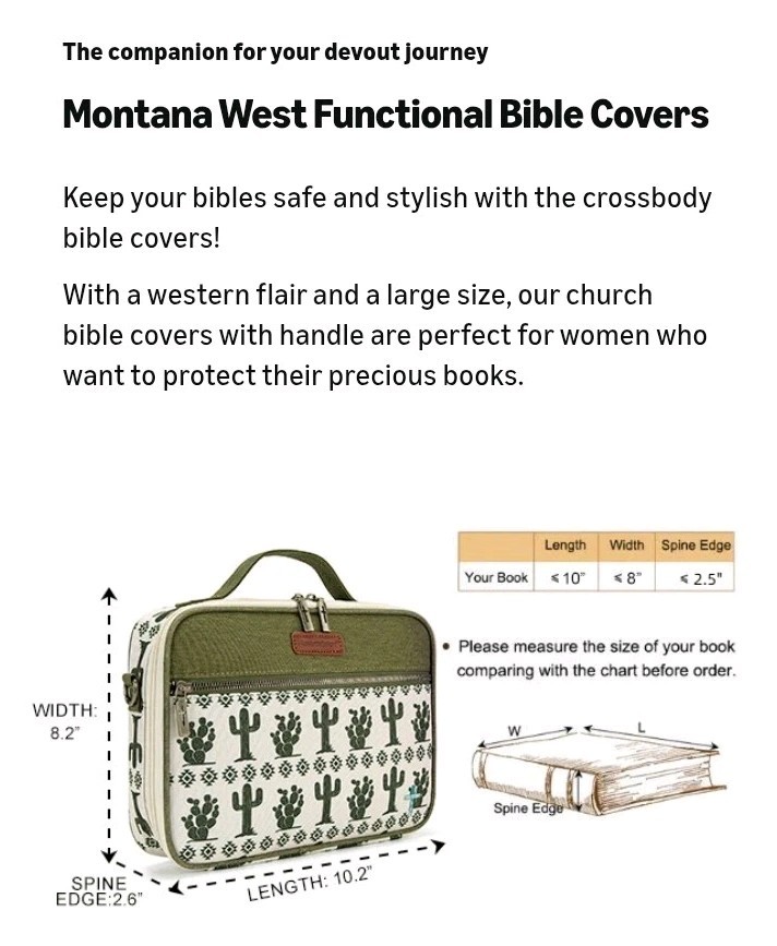 Montana West Bible Cover Womens Canvas Collection Brown Bronze Cross Hardware