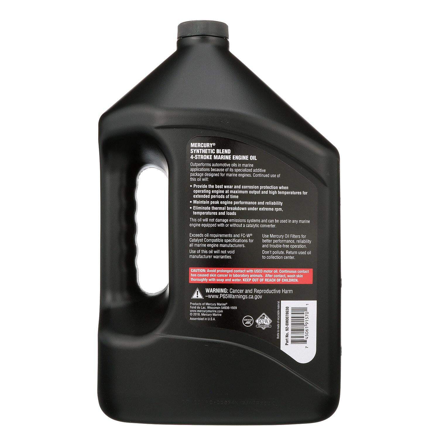 Mercury 25W-40 4-Stroke Synthetic Blend Marine Engine Oil 1 Gallon 8M0078630