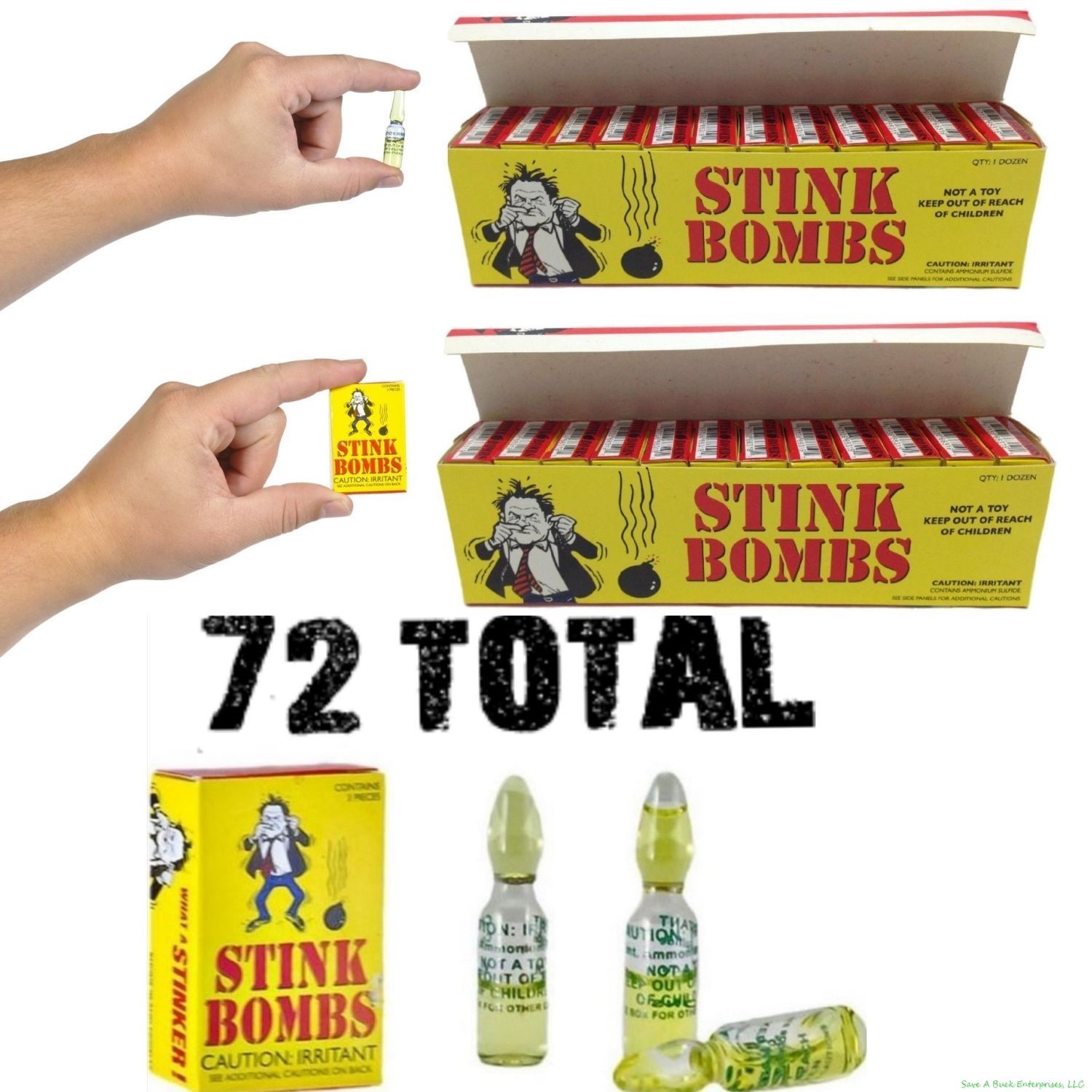 (72) STINK BOMBS Glass Vials – Fart Bomb Gag Prank Pooter Rotten Eggs