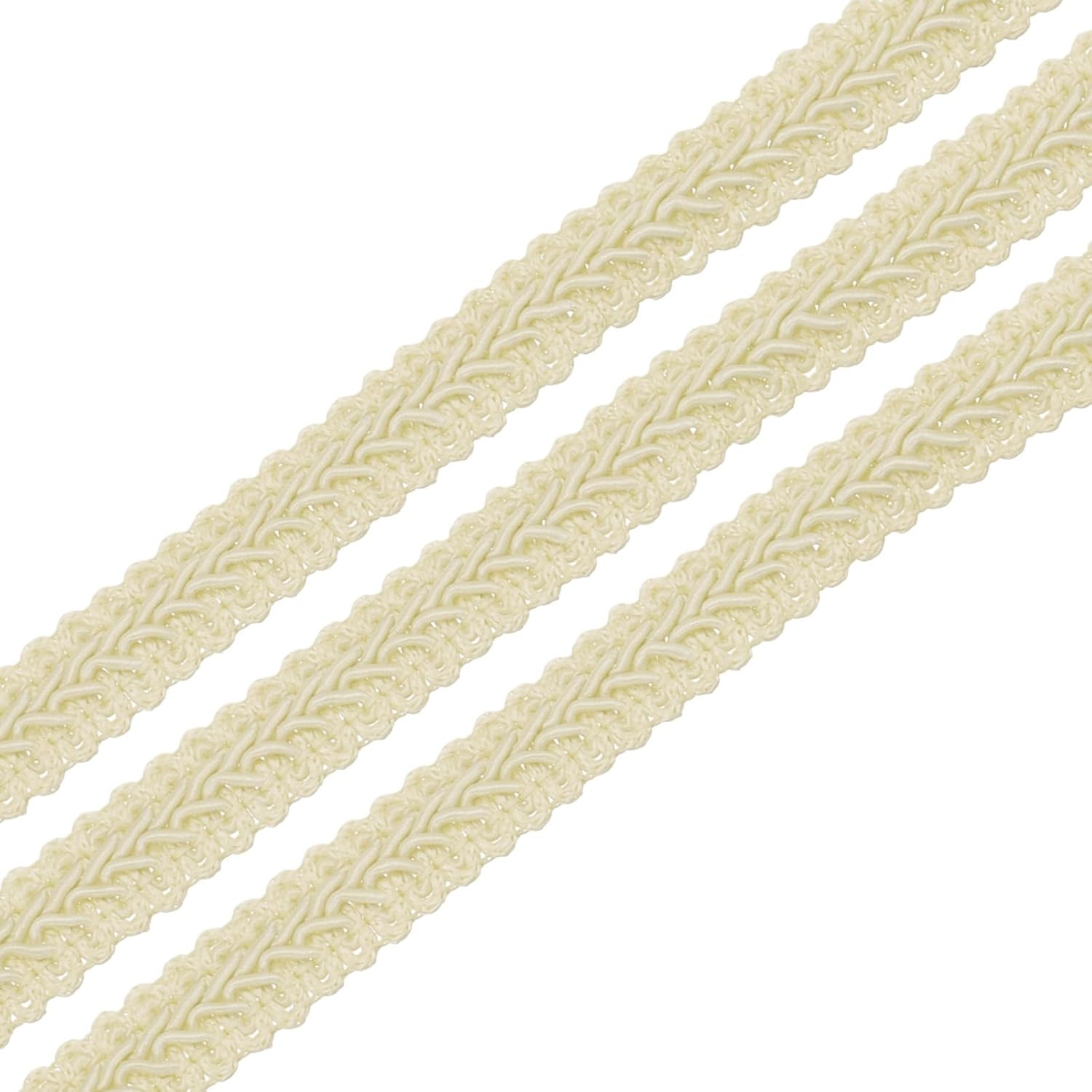 uxcell 1/2″ x 13 Yards Gimp Braid Trim Woven Fabric Ribbon Polyester Cream