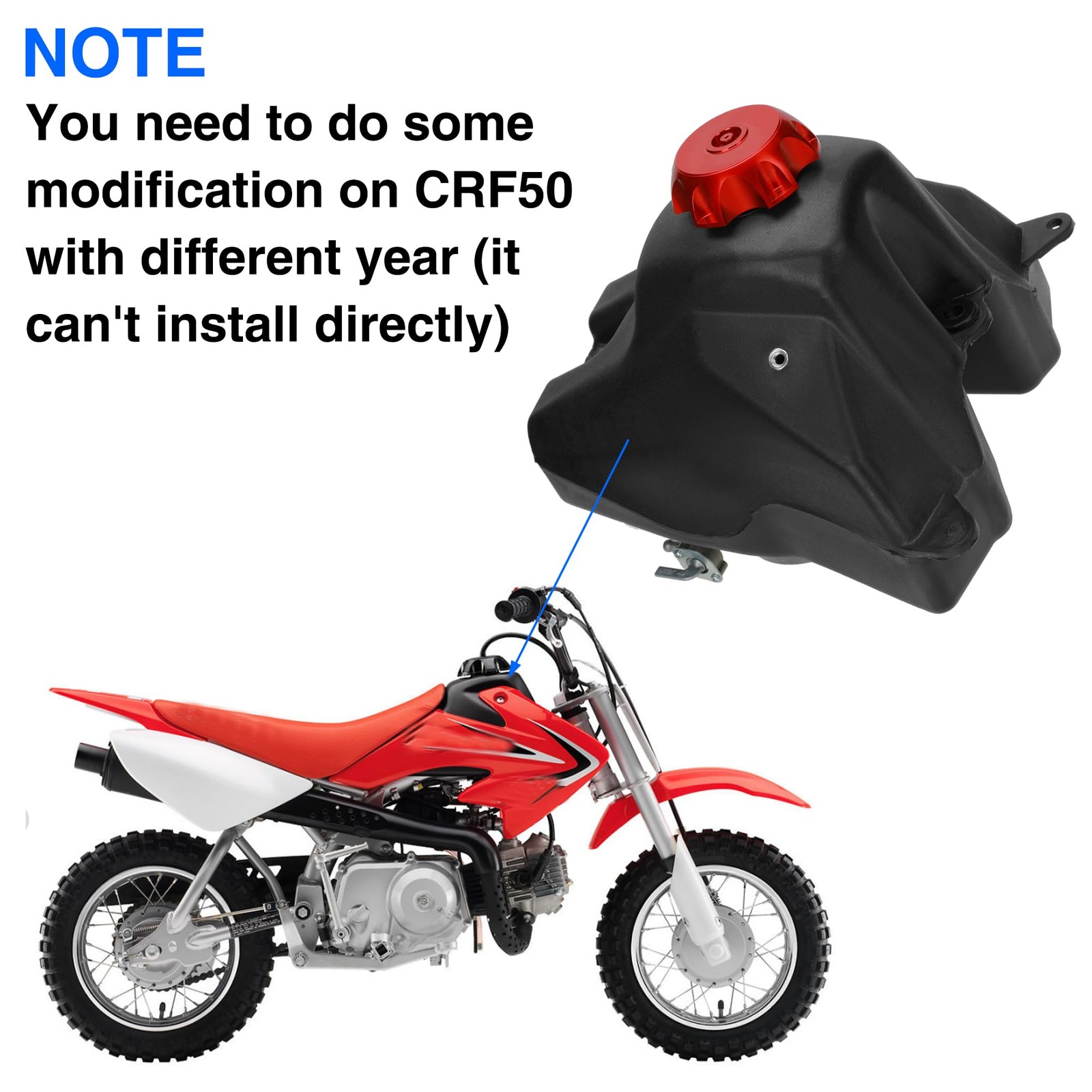 YOXUFA Dirt Bike Gas Fuel Tank for CRF50 XR55R 110cc 125cc 50cc 70cc Pit Dirt