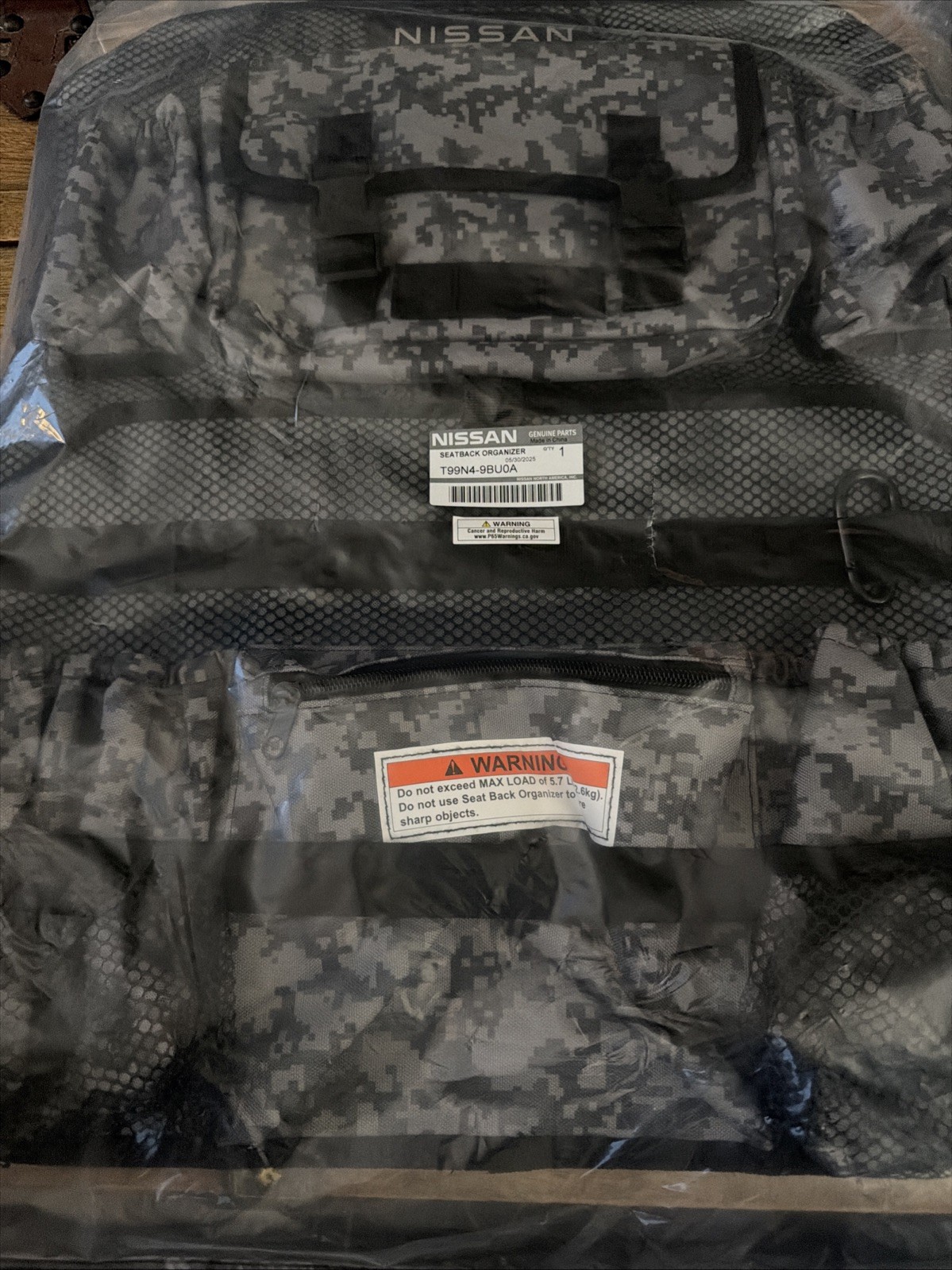 Nissan Frontier Seat Back Organizer Camouflage Camo – New OEM T99N4-9BUOA