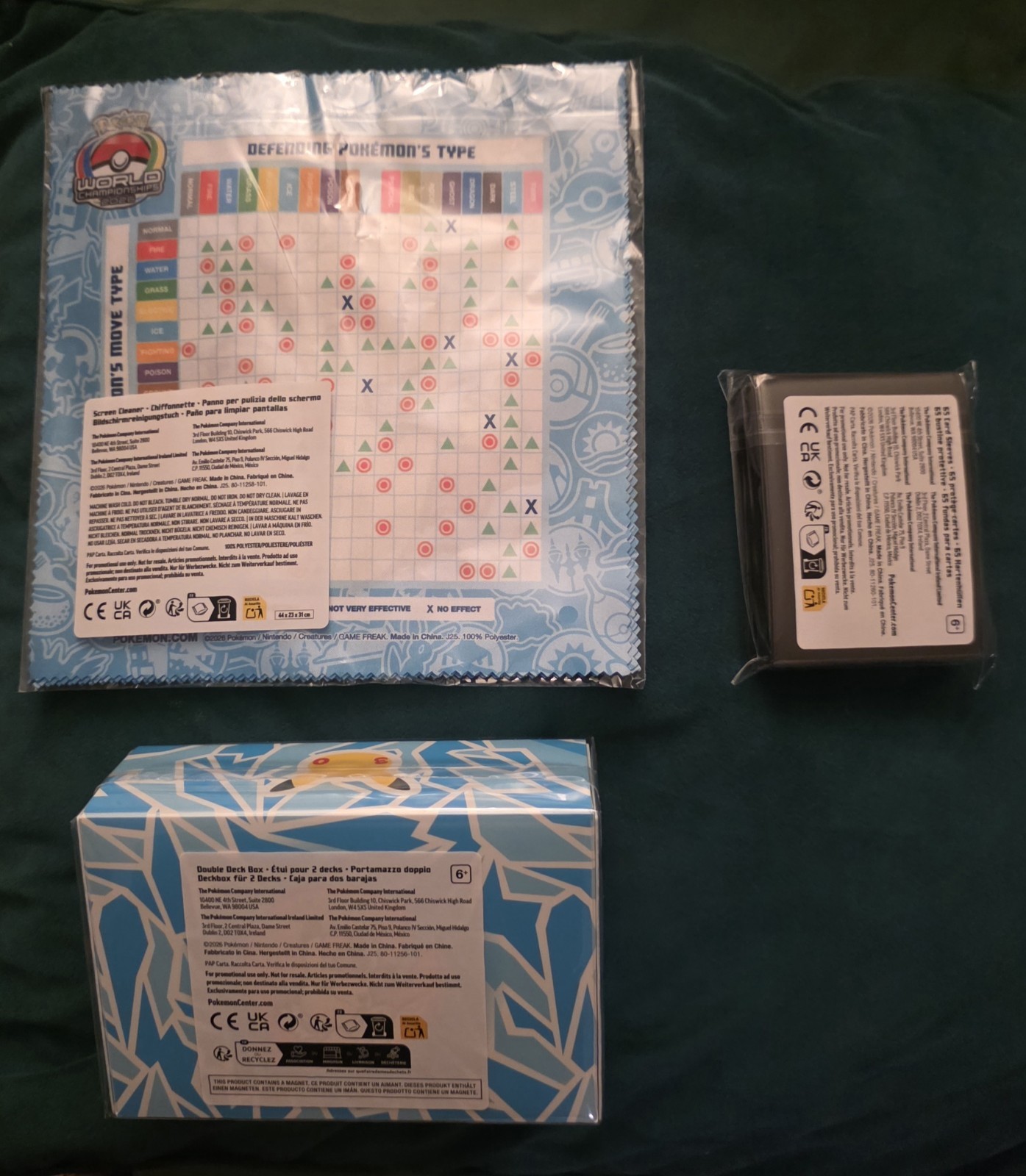 2026 Worlds Celebration Pikachu Sleeves/Deckbox And Screen Cleaner