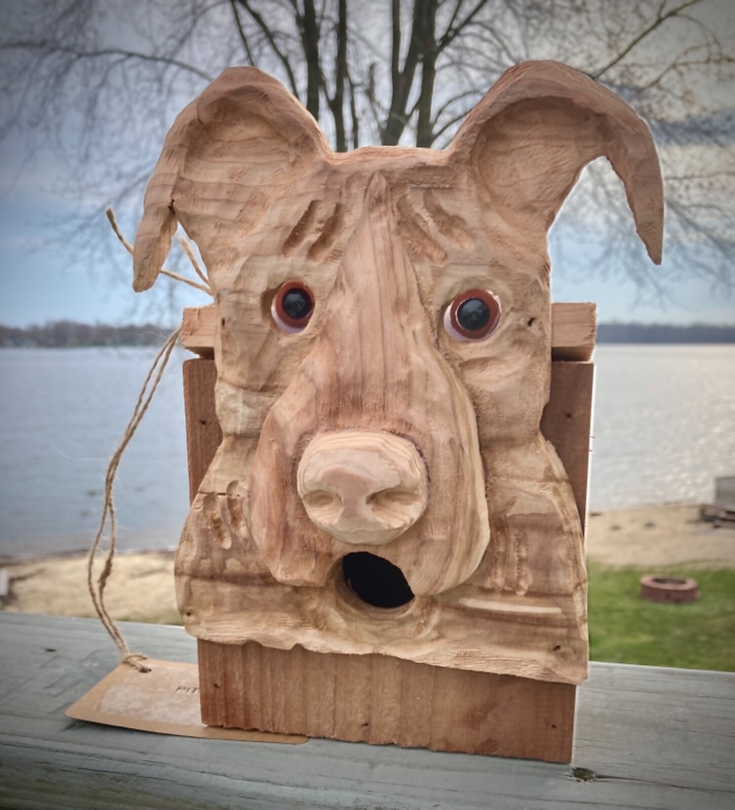 Standard Poodle Dog Birdhouse- Hand carved Dog, all breeds available!
