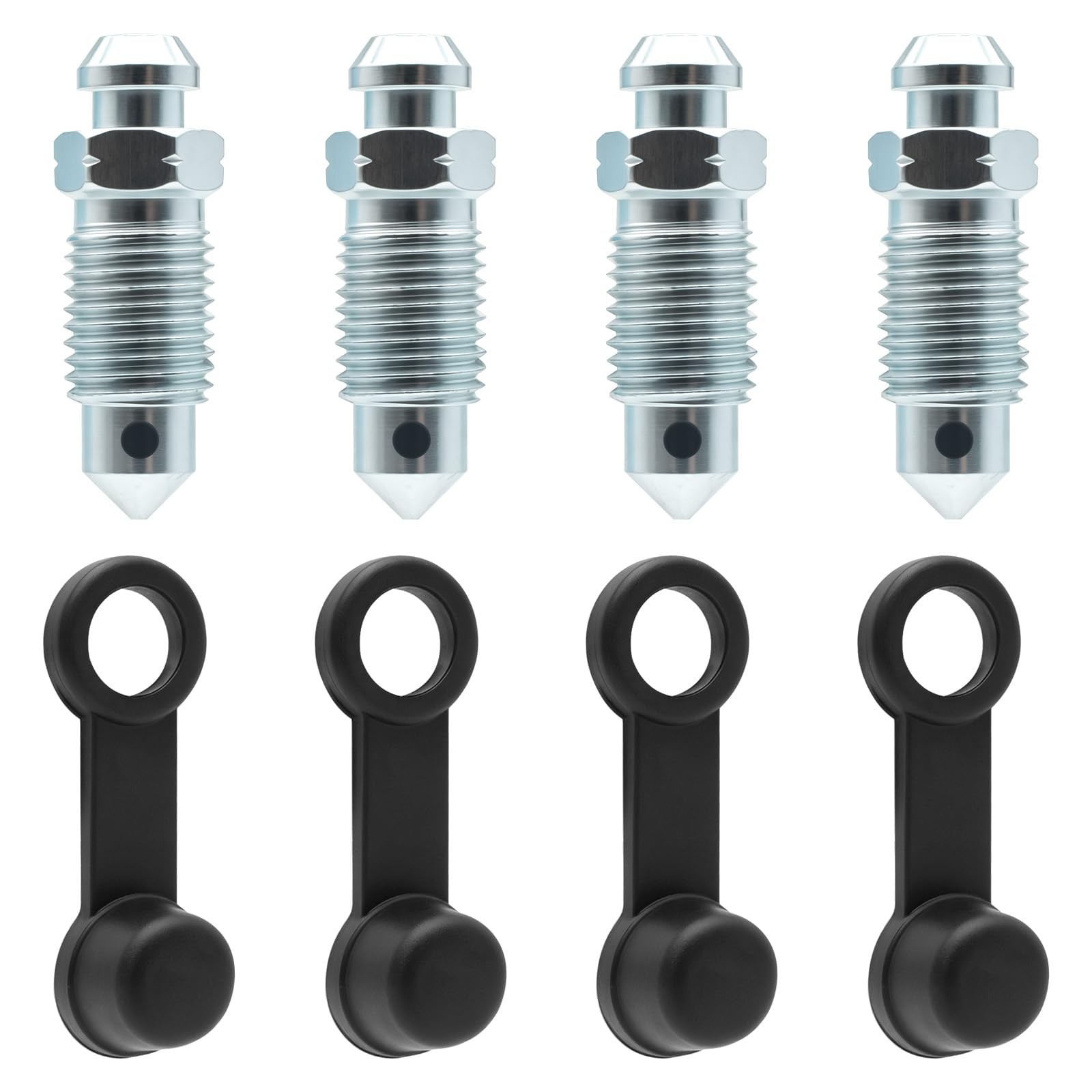 4 PCS Brake Bleeder Screw, 3/8-24 × 1-3/16 Brake Caliper Bleeder Screw with G…