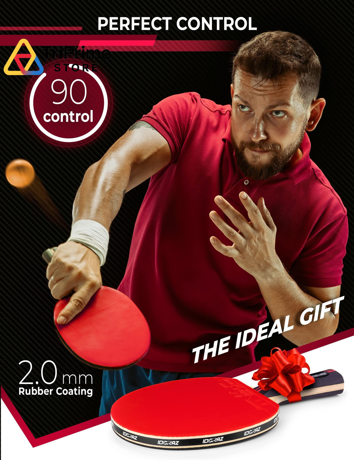 Idoraz Professional Ping Pong Paddle – Best Table One Size, Single
