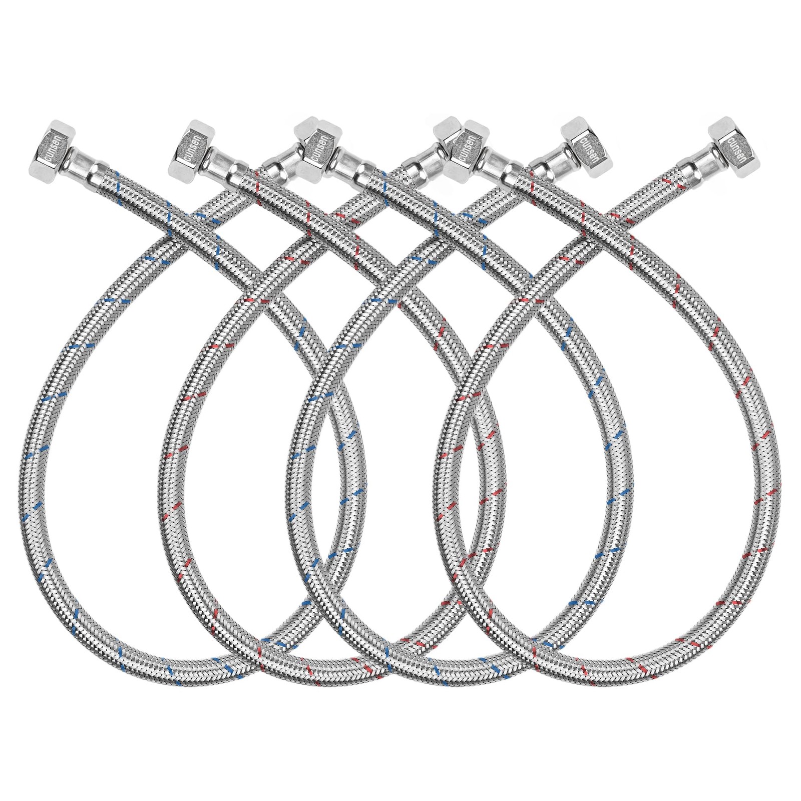 4 Pack 1/2″ x FIP Flexible Faucet Supply Lines, 12 Inch, Stainless Steel