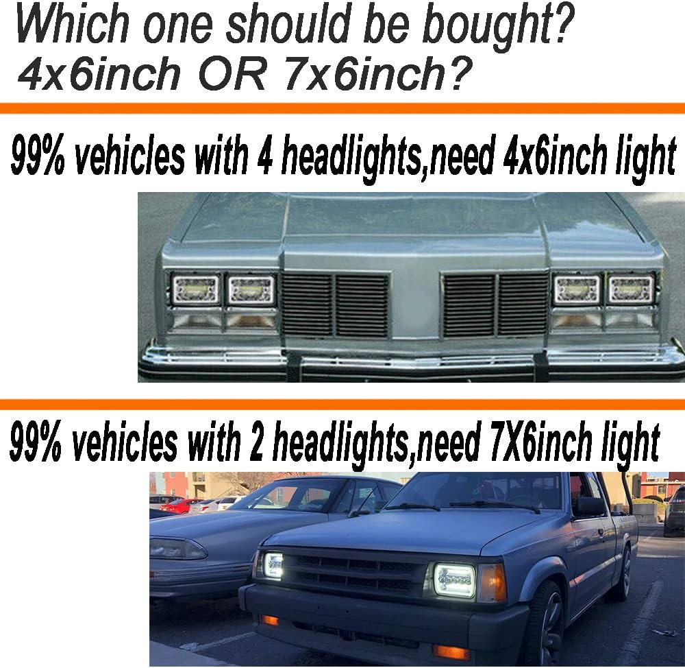LED Halo Headlights DRL for Chevy Suburban C10 C20 K10 K30 K5 Blazer 1981-1987