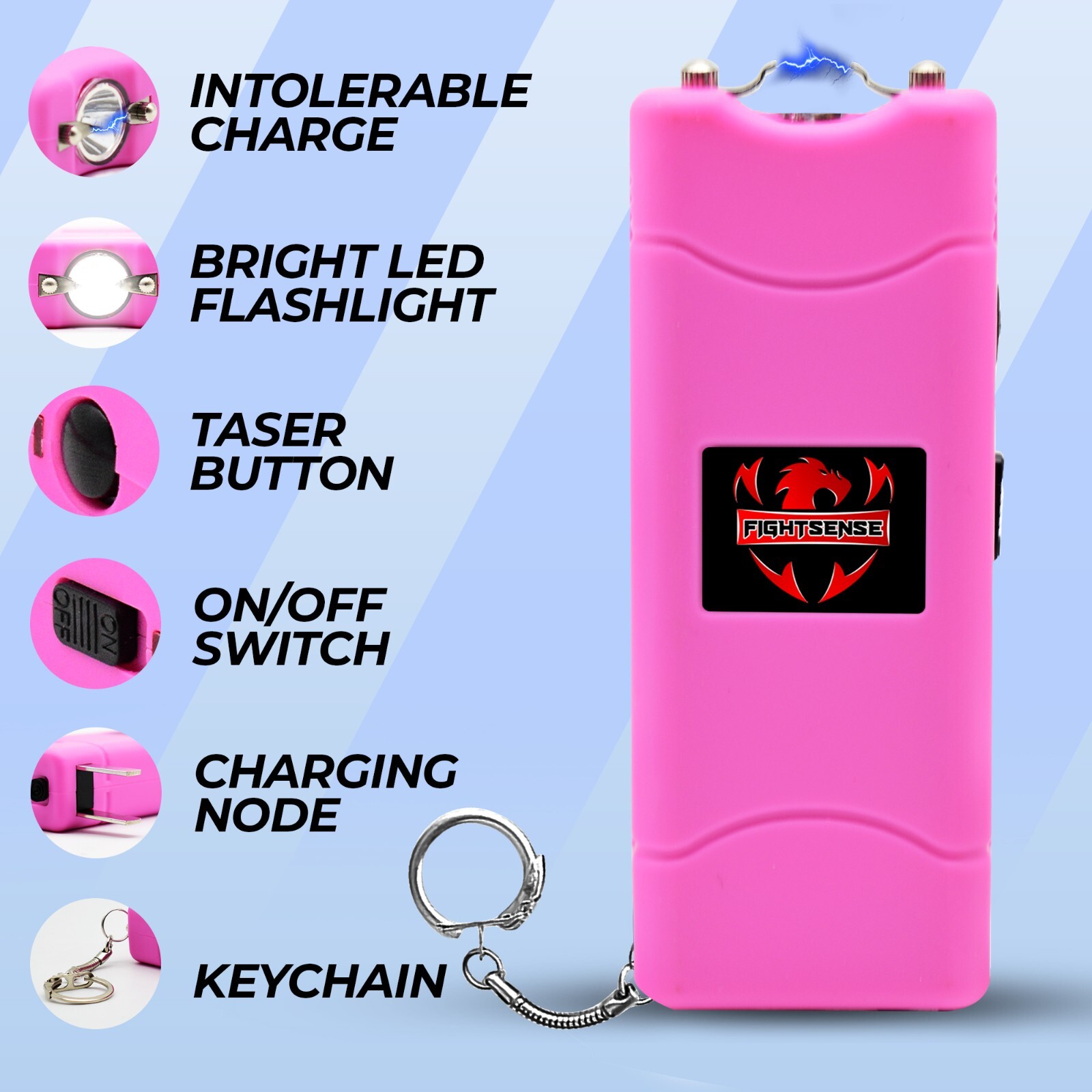 (12) Mini Rechargeable Stun Gun 10 Mil Volts W/Led Light 3 Color M Wholesale Lot