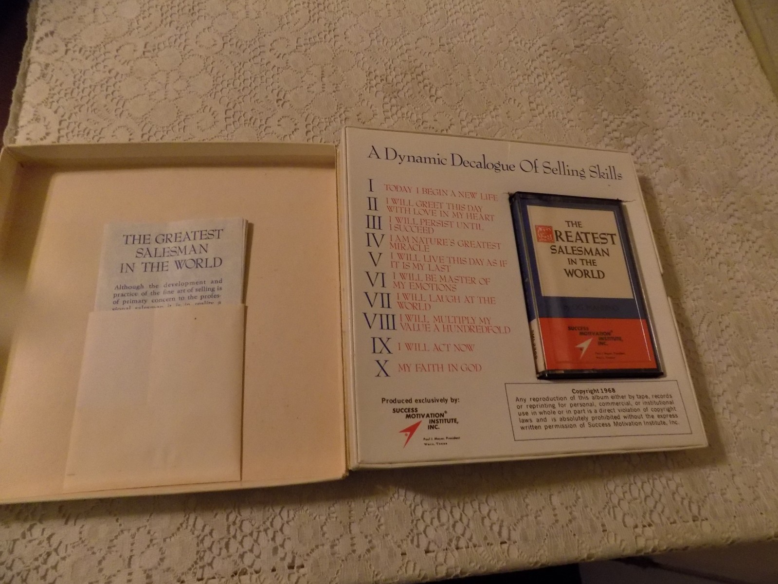 The Greatest Salesman in the World Og Mandino SMI 1968 Cassette Tape Boxed, WOW