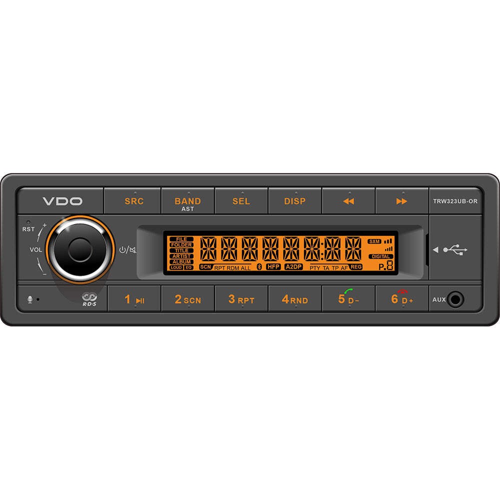 VDO 24V Radio w/FM RDS Tuner MP3/WMA/USB/Bluetooth – Orange Illumination [TRW323