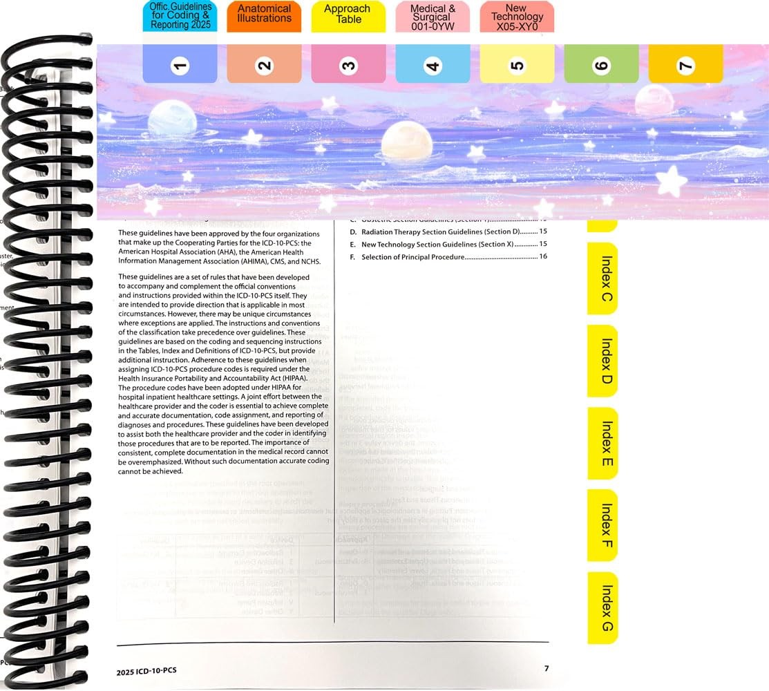 Index Tabs for ICD-10-PCS Expert 2026/2025 (Book not Included)84 Color-Coded …
