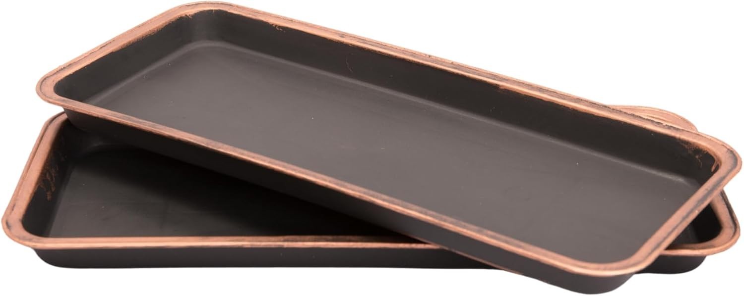 16″ Decorative Rectangular Tray/Saucer 2 Pack, 16 inches, Copper, Free Shipping