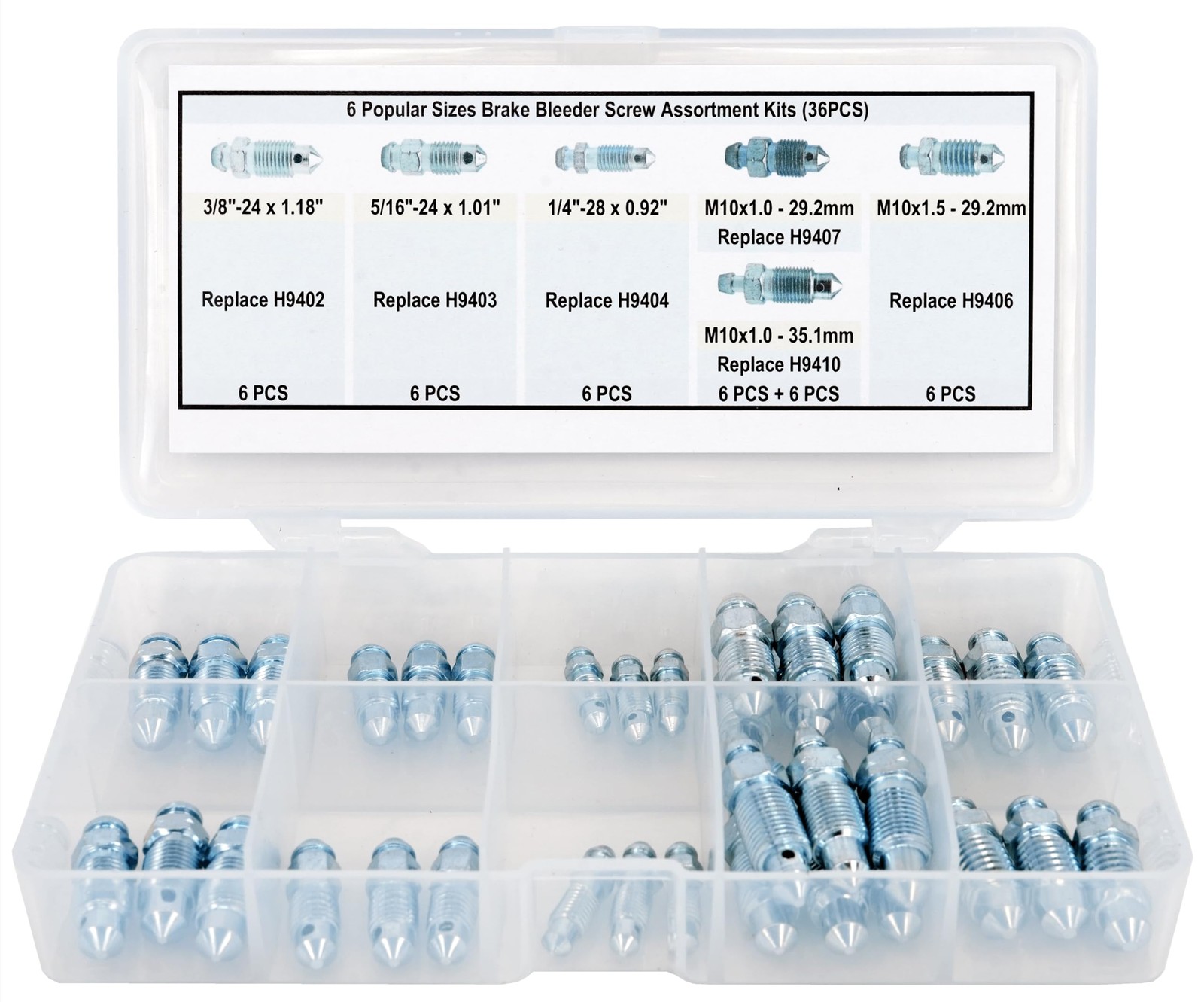 Dsnaduo 36 PCS Bleeder Valve,Brake Bleeder Screw Assortment Kit Replace H9402…
