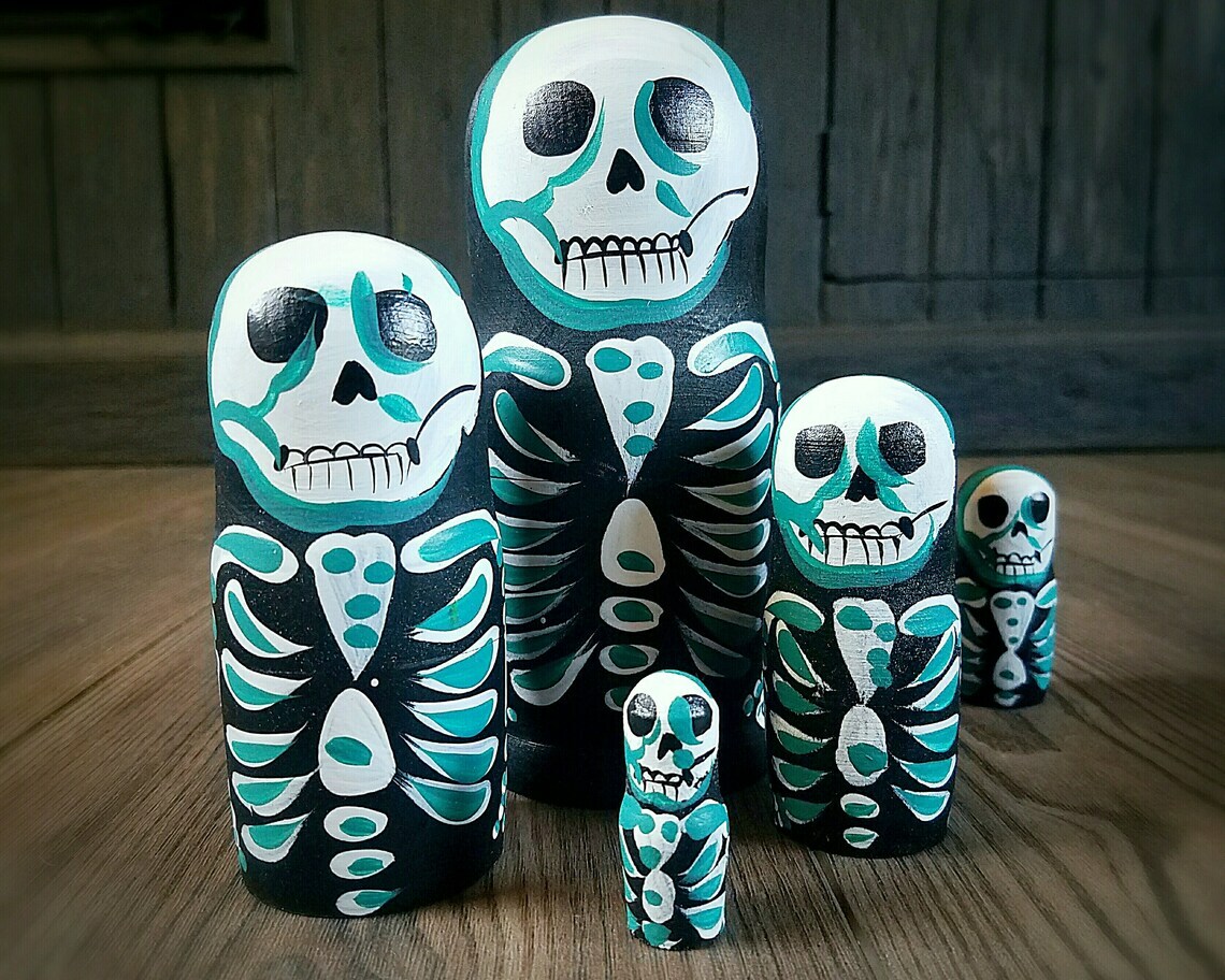 Skeleton Nesting Dolls, Skeleton Russian Doll, Halloween Toys, Skulls, Oddities
