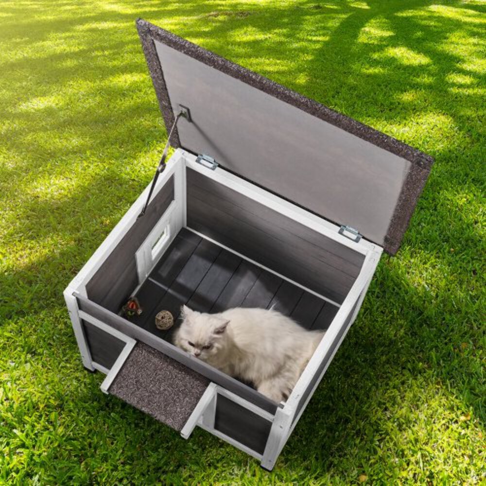 Outdoor Cat House Weatherproof Feral Cat Shelter for Multiple Cats Outdoor